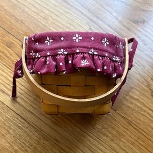 Longaberger Basket with Burgundy Fabric Liner